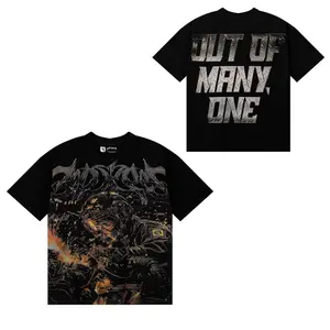 Godspeed Vintage Washed Double Weave Pure Cotton T Shirt Rock Fun Graphic Print Loose Oversized Unisex Couple Tee Y2K Streetwear Casual Summer Beach Hip Hop Retro Trendy Round Neck Short Sleeve Daily Top