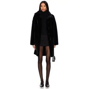 Apparis Blair Mid Length Coat in Noir