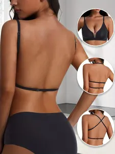 1pc Women's V-Neck Backless Bralette, Crossback Design, Comfortable, Stylish & Fit Underwear for Everyday Wear, Perfect for Casual