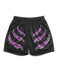 Chalk Line | Dirty Dominik Mysterio Judgment Day Retro Shorts – WWE Purple Black Wrestling Mesh Shorts Men | Heel Era Gym & Streetwear