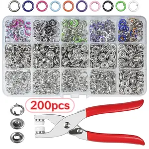 200 Sets Metal Snap Buttons Kit with Fastener Pliers Press Tool  Snap Fasteners for DIY Crafts, Clothing, Hats, Sewing, and Fabric Projects