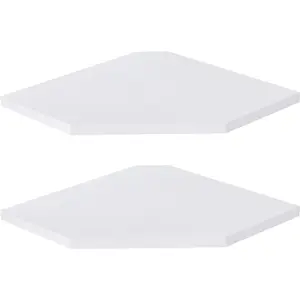 Corner Shelf Wall Mount, Floating Corner Shelves, Set of 4 Corner Wall Shelf Organizer, Rustic Wood Wall Storage Display Shelves for Living Room Bedroom Bathroom Kitchen, Rustic WhiteParty pack