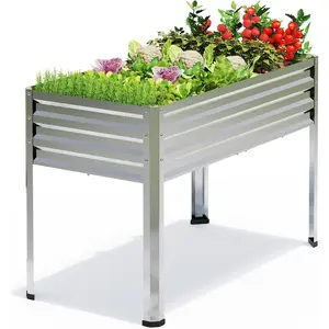 Galvanized Raised Garden Bed with , 48 gallons, 48"x24"x32" Large Metal Elevated Planter Boxes with Drainage Holes,for Vegetables, , Backyard, Patio, Balcony