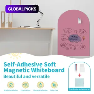 Self-Adhesive Soft Magnetic Whiteboard, Magnetic Absorption, Smooth Writing Surface, Scratch-Free Design, Includes Storage Box & Crayons, Ideal for Office Use #GLOBAL PICKS