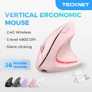 TECKNET Ergonomic Mouse Wireless, Rechargeable Mouse Silent for Carpal Tunnel Right Hand, Bluetooth,2.4GHz USB Vertical Mouse Wireless for Laptop, 6 Adjustable 4800 DPI,6 Buttons, Computer, MacBook, Desktop  (No Batteries Needed)