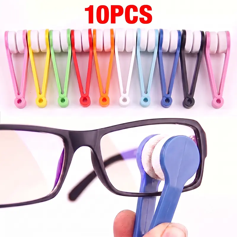 10 Pcs Mini Eyeglass Cleaner Tool, Portable Microfiber Glasses Cleaning Brush, Anti-Scratch Lens Scrubber for Sunglasses & Eyewear