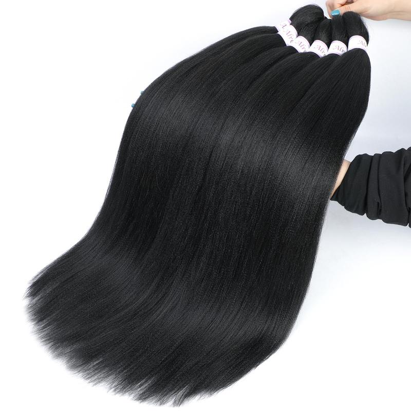 Alrence Pre Stretched Braiding Hair 30 Inch 3 Packs Professional Synthetic Crochet Twist Braids 1B# Natural Look Low Temperature Flame-Retardant Yaki Texture