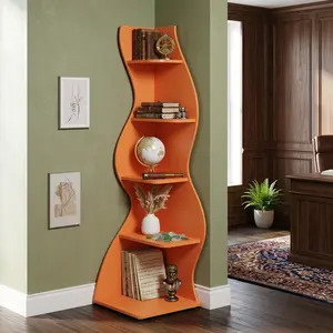 70-Inch Five-Layer Corner Bookshelf, Corner Display Cabinet, Modern Simple Style Room Decoration Shelf, Indoor Plant Stand, Easy to Install for Living Room, Study, Bedroom, Home Decor