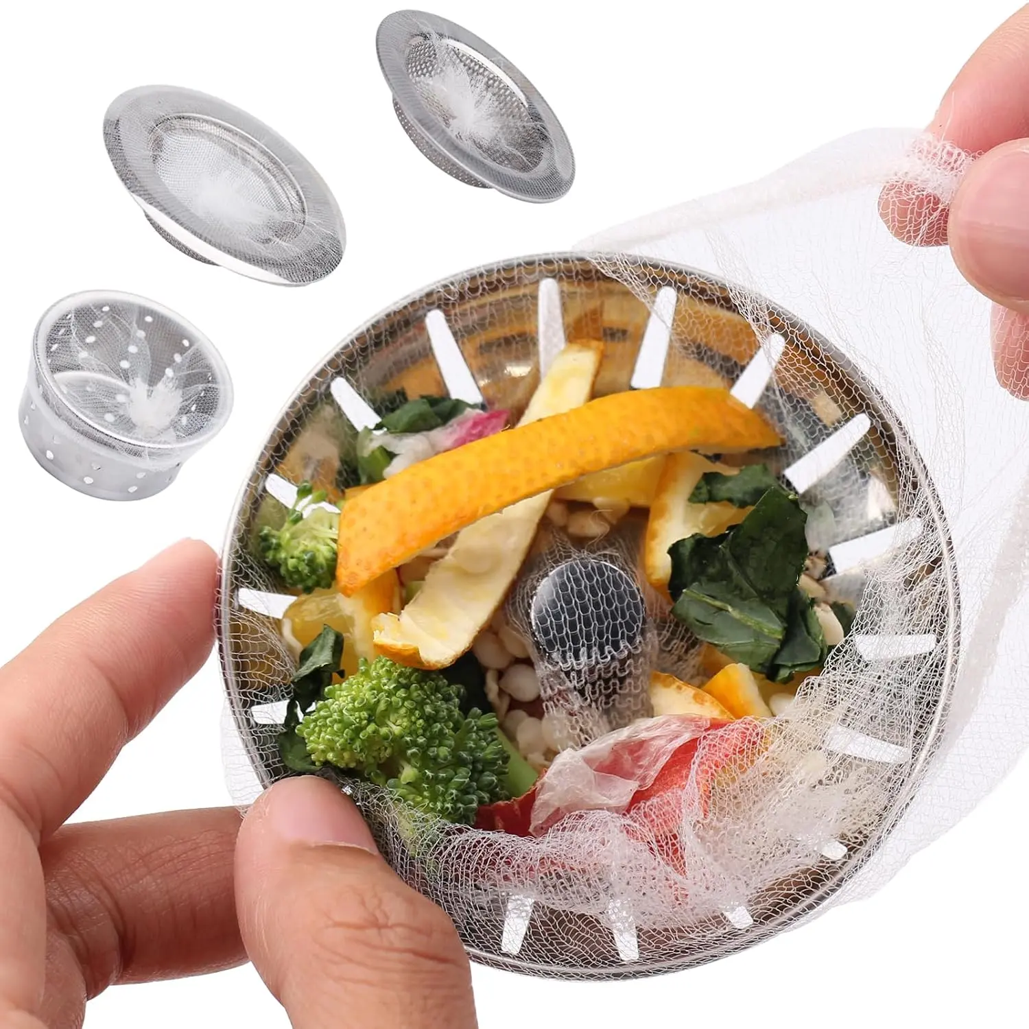 400 PCS Disposable Mesh Sink Strainer Bags Scalable Non-Clog Kitchen Strainer Mesh Bag for Sewer Lines & Garbage Disposal Safety Sink Sieve Multi Functional Strainer