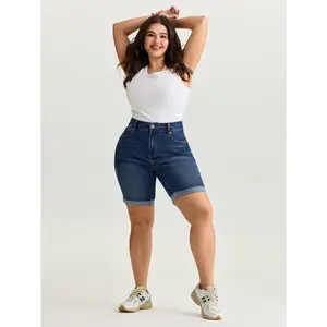 【Summer Turn-Up】BlOOMCHIC plus size Hip Lifting No Gap Waist Skinny-Fit Denim Shorts [M-6X] 2026 Summer Pick for Mother's Day