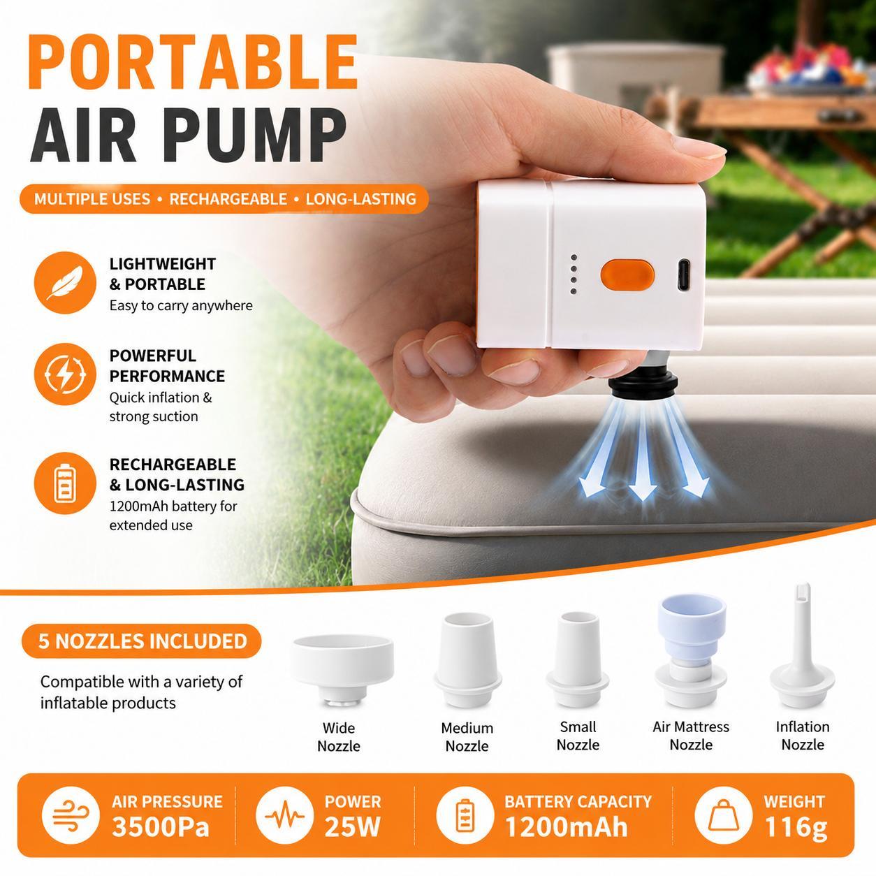 【DealsForYouDays】Snofrid Portable Mini Air Pump for Air Mattress & Pool Floats, Fast Inflate & Deflate Camping 【DealsForYouDays】Snofrid Portable Mini Air Pump for Air Mattress & Pool Floats, Fast Inflate & Deflate Camping