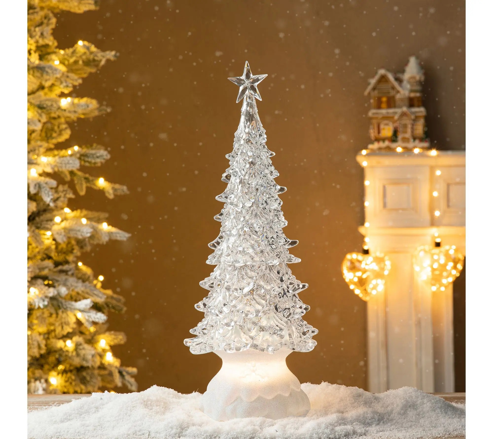 Glitzhome 18.5"H LED Color Rotating LED Christmas Table Tree