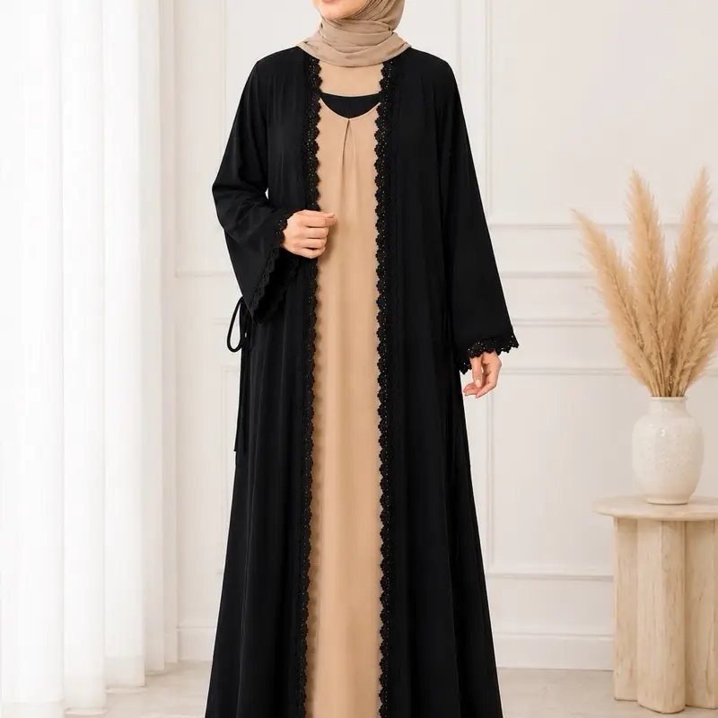 Women's 2-Piece Abaya Set - Outer Abaya, Inner Dress