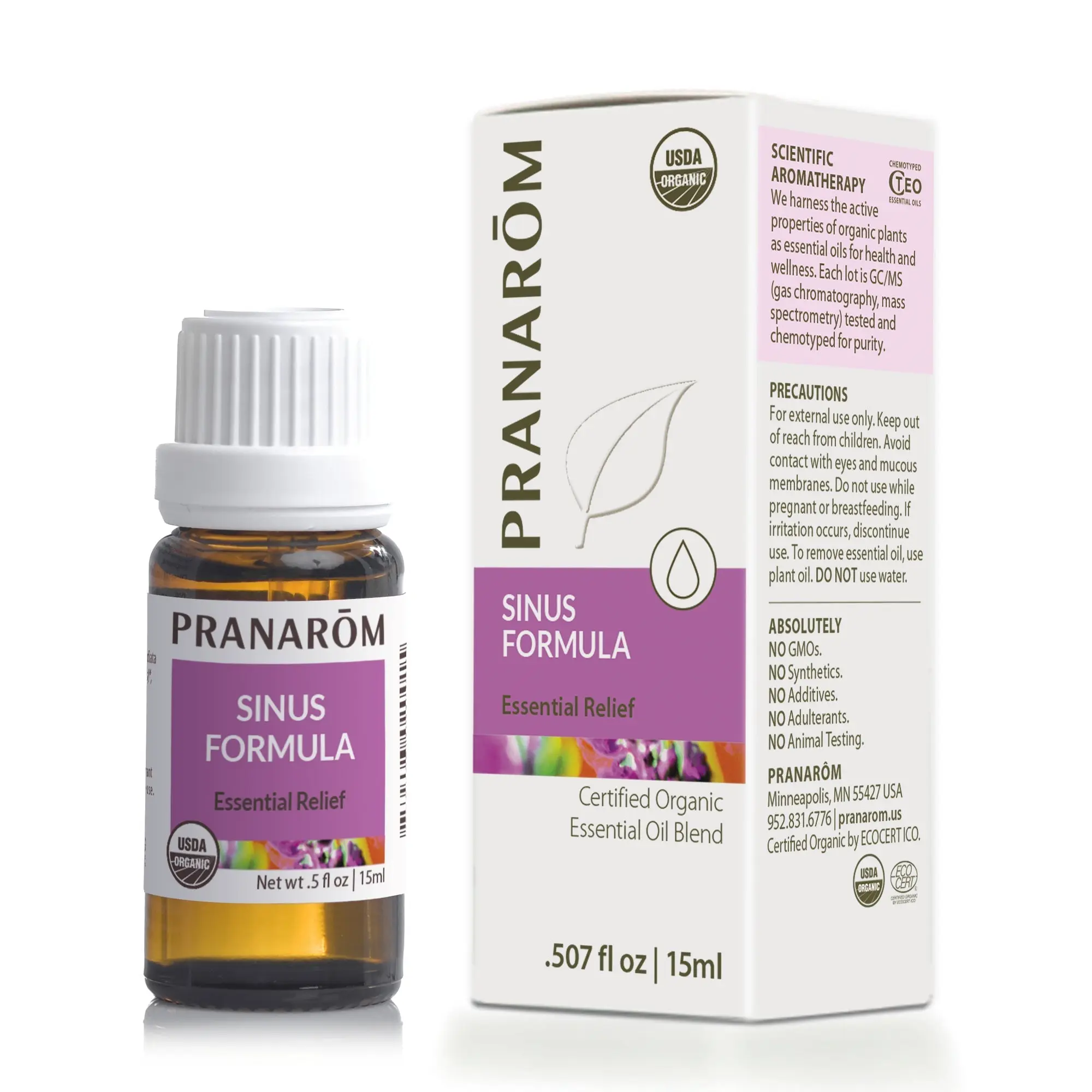 Pranarōm Sinus Formula Essential Oil Wellness Blend – Bio | Certified Organic Aromatic Respiratory Support