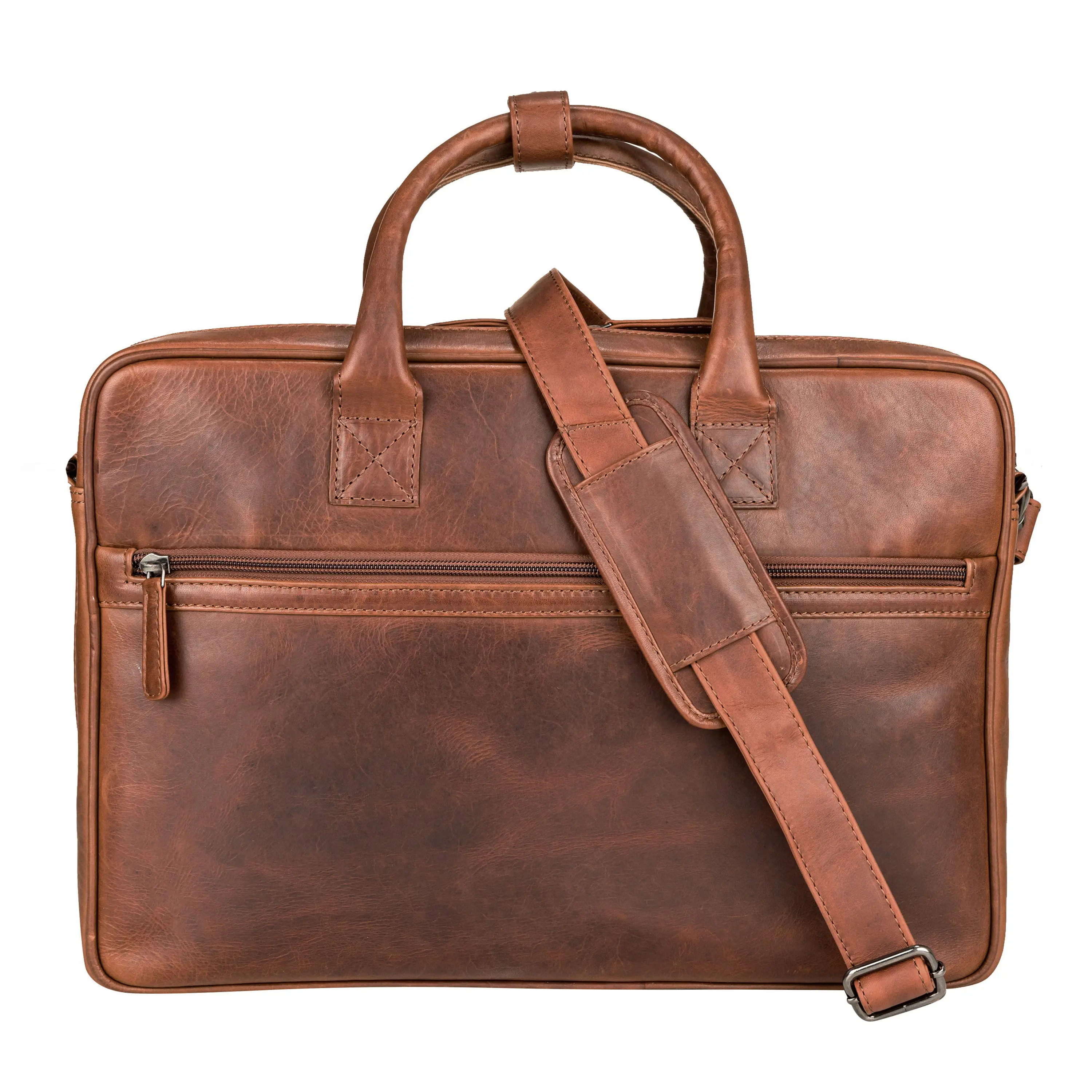 Anti-Theft Hayden Leather Computer Briefcase with RFID Organizer with Ambidextrous Concealment Locking Pockets and EDC Pouch