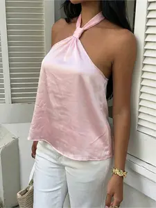Women's Spring & Summer Sleek Halter Neck Top, Casual & Versatile Style, Ideal for Vacations, Outings, Casual Gatherings, Parties & Other Occasions