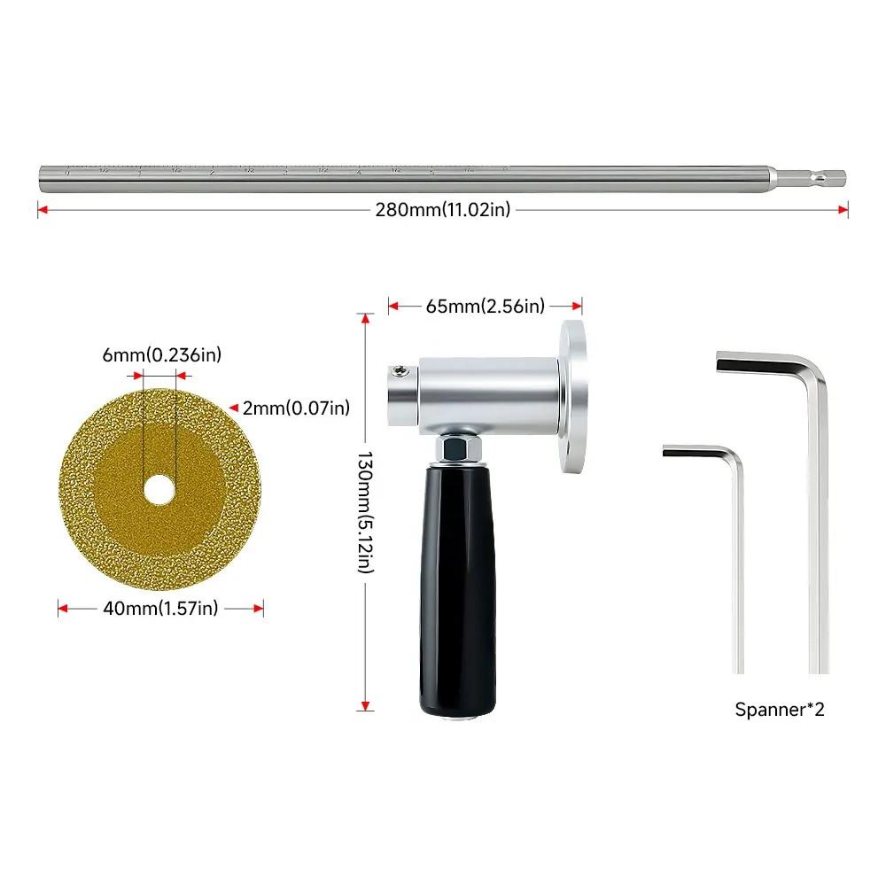 PVC Pipe Inside Cutter with Diamond Grit Cutting Wheel & 7 Inch Adjustable Depth 1/4 Inch Hex Shank Compatible with Impact Drivers and Drills