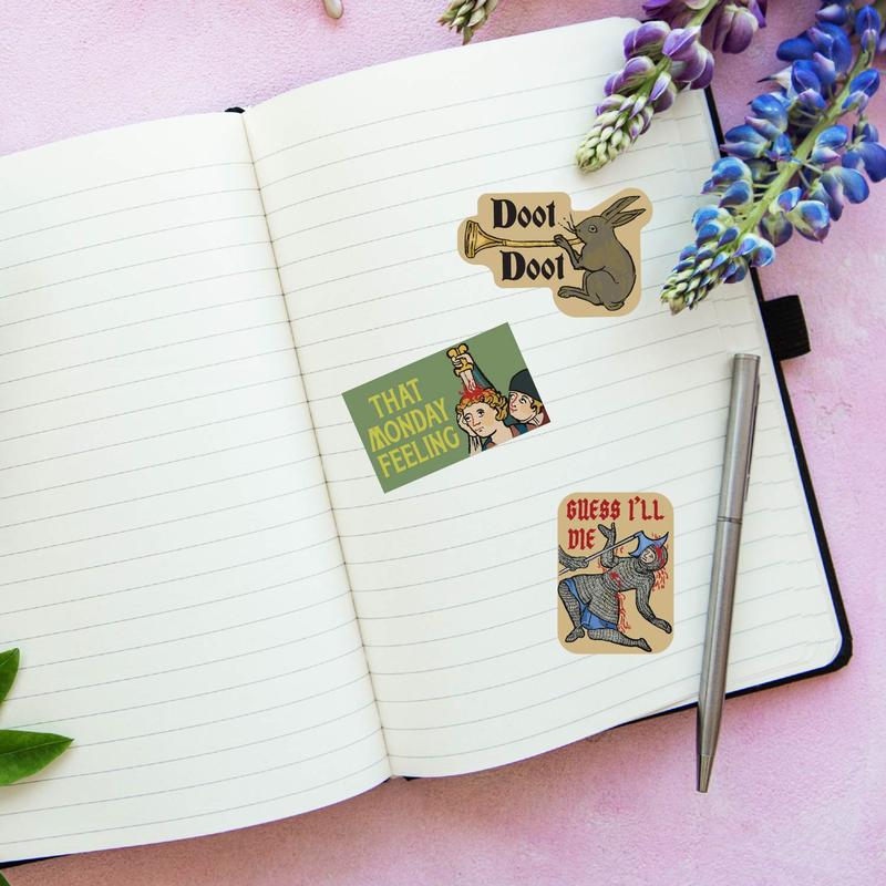 Medieval Sticker Extra Large Stickers for Adults Funny Adhesives with Memes Funny Stickers with Colorful Graphic Decals Funny Vintage  Multi