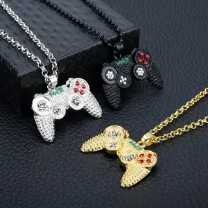 Golden Plated Game Console Pendant Necklace - A Perfect Hip Hop Accessory for Boys' Holiday Gifts