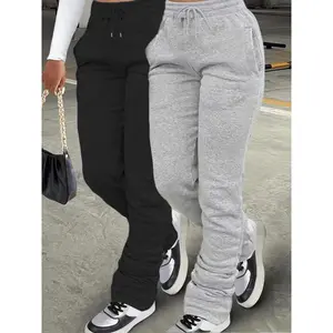 Women's Solid Color Drawstring Waist Sweatpants, Casual Fashion Cozy Pocket Trousers for Daily Wear, Ladies Fall & Winter Clothes, Casual Comfy Pants??gift??