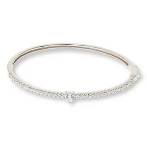 Radiance by Absolute™ Heart Cut Solitaire Hinged Bangle Bracelet