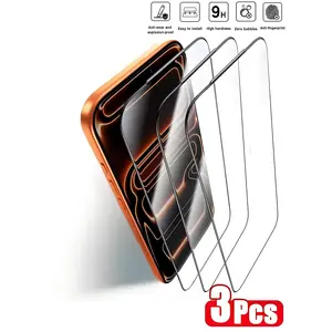 3-Pack HD Clear Screen Protectors for iPhone 17 Pro Max, 17 Pro, 17 Air, 17 Tempered Glass Screen Protectors for 16 Pro Max, 15 Pro Max, 14, 13, 12, 11 HD Full-Screen Coverage with Zero Obstruction Instant Face ID Unlock Scratch-Resistant & Drop-Proof Pho