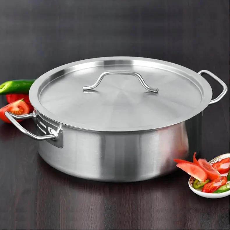 CNCEST 11-Qt Stainless Steel Stockpot - 2.75-Gal, 13.4-In Wide Durable Cookware with Tight-Fitting Lid, Multi-Cook Pot for Gas/Electric Stoves, Home Use Stainless Steel Cookware