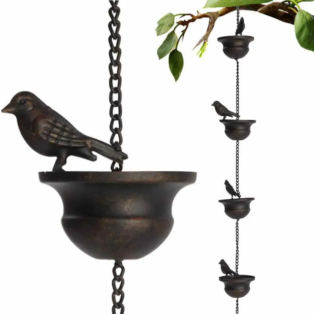 Vintage Bird Shaped Rain Chain, 1 Count Metal Rain Collector, Outdoor Rain Chain, Hanging Outdoor Garden Patio Decoration, Decorative