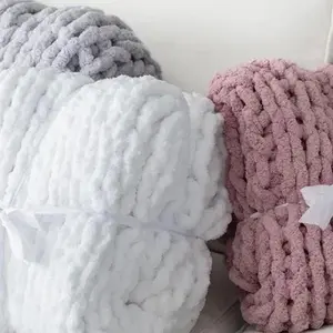 Solid Color Chunky Knit Blanket for Holiday Gift - Soft and Cozy Throw for Home Decor