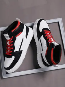 Men's Colorblock Lace Up High Top Sneakers, Casual Comfortable Breathable Sports Shoes, Athletic Shoes, Fashionable Sneakers for Daily Wear