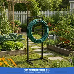Double Leg Garden Hose Stand - No Drill, No Wall Mount, Reinforced Thick Metal Frame Holder with Basket, Rustproof, Extra Stable, Large Storage for Long Hoses, Tidy & Safe Outdoor Area, Frequent   garden hose  Outdoor Use