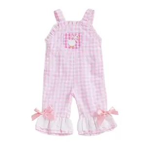 Toddler Baby Girl Bell Bottoms Jumpsuit Silly Goose Romper Overalls Plaid Suspender Flared Pants Country Farm Fall Outfit