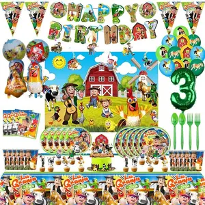 La Granja Zenon Birthday Party Decoration Farm Party Supplies Balloon Plate Cup Napkin Tablecloth Balloon Backdrop Baby Shower