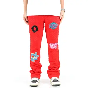 ROJO Waffle fleece graphic skinny flare stacked pants