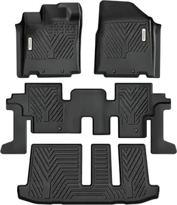 YITAMOTOR All Weather Floor Mats 3 Row Compatible With 2013-2020 Nissan Pathfinder/2013 Infiniti JX35/2014-2020 Infiniti QX60, Unique Black TPE Guard Includes 1st 2nd and 3rd Row Full Floor Liners Set