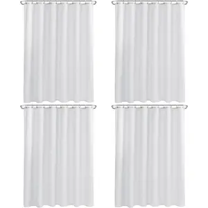 Fabric Shower Curtain Liners 4 Pack - W72 x H72 - Washable & Water Resistant Cloth Shower Liner for Bathroom, Soft Hotel Quality, Standard Size White, Include 8 Separate Magnets
