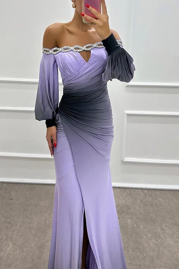 Fashion Sexy One Shoulder Printed Women's Party Dresses Spring And Autumn New Long Sleeved Slim Elegant Ladies Party Dress 2025