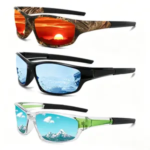 Men’s Sport Wrap Sunglasses, Men’s Accessories, UV400 Black Frame Lightweight Eyewear with LED Light Blocking Stickers for Driving, Cycling, Everyday Summer Outdoor Performance Adventures