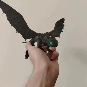 3D Printed Night Fury Toothless, Movable Joints, Expandable Wings, Cartoon Dragon Figure, Creative Desktop Ornament, Collectible Action Figurine Toy