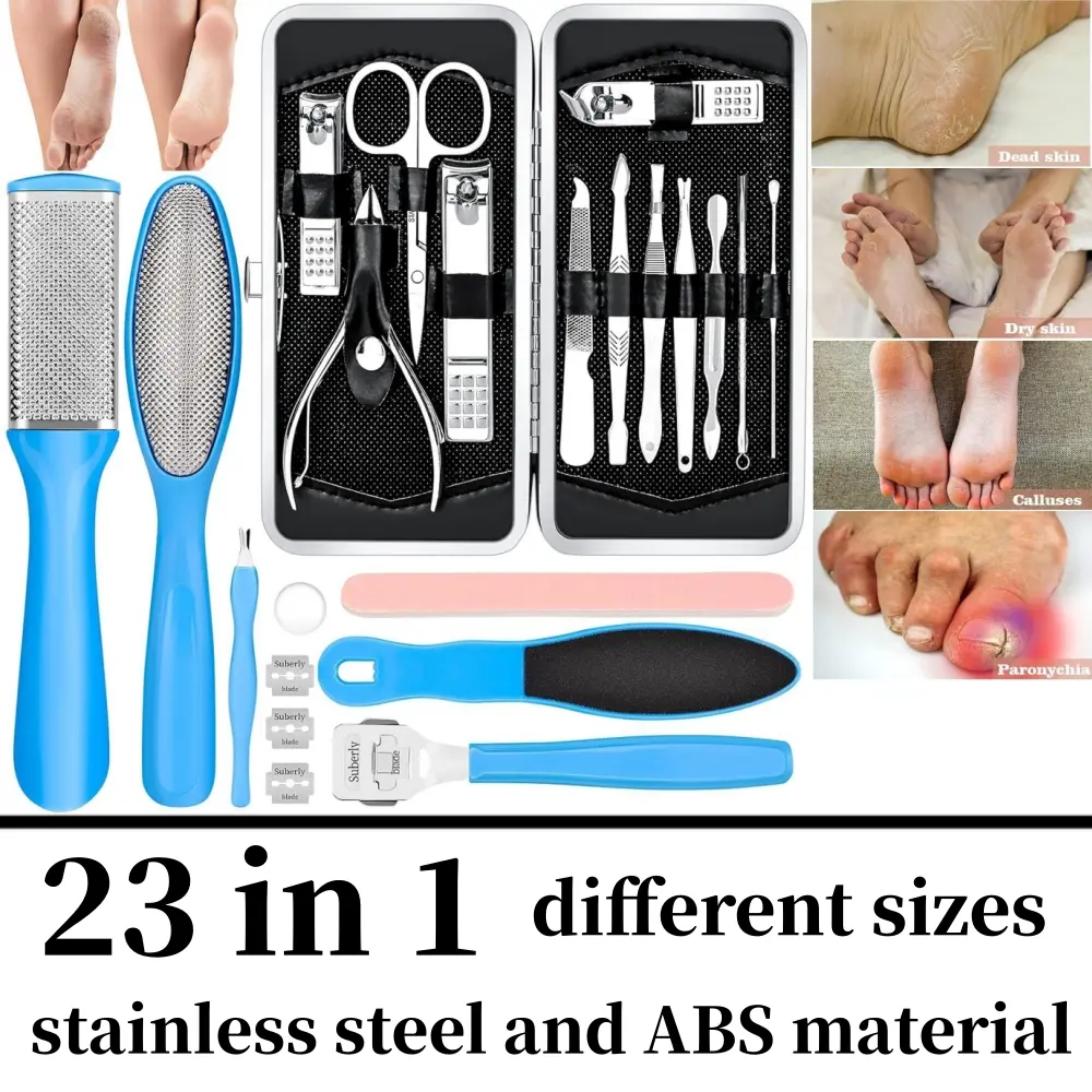 Pedicure Kits - Callus Remover for Feet, 23 in 1 Professional Manicure Set Pedicure Tools Stainless Steel Foot Care, Foot File Foot Rasp Dead Skin for Women Men Home Foot Spa Kit Sports & Outdoor, 23-In-1 Set