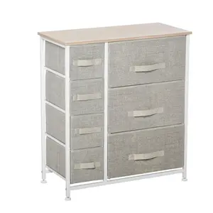 Light gray 7 drawer dresser organizer 3 large 4 small fabric drawers ideal for bedroom toy book collection storage