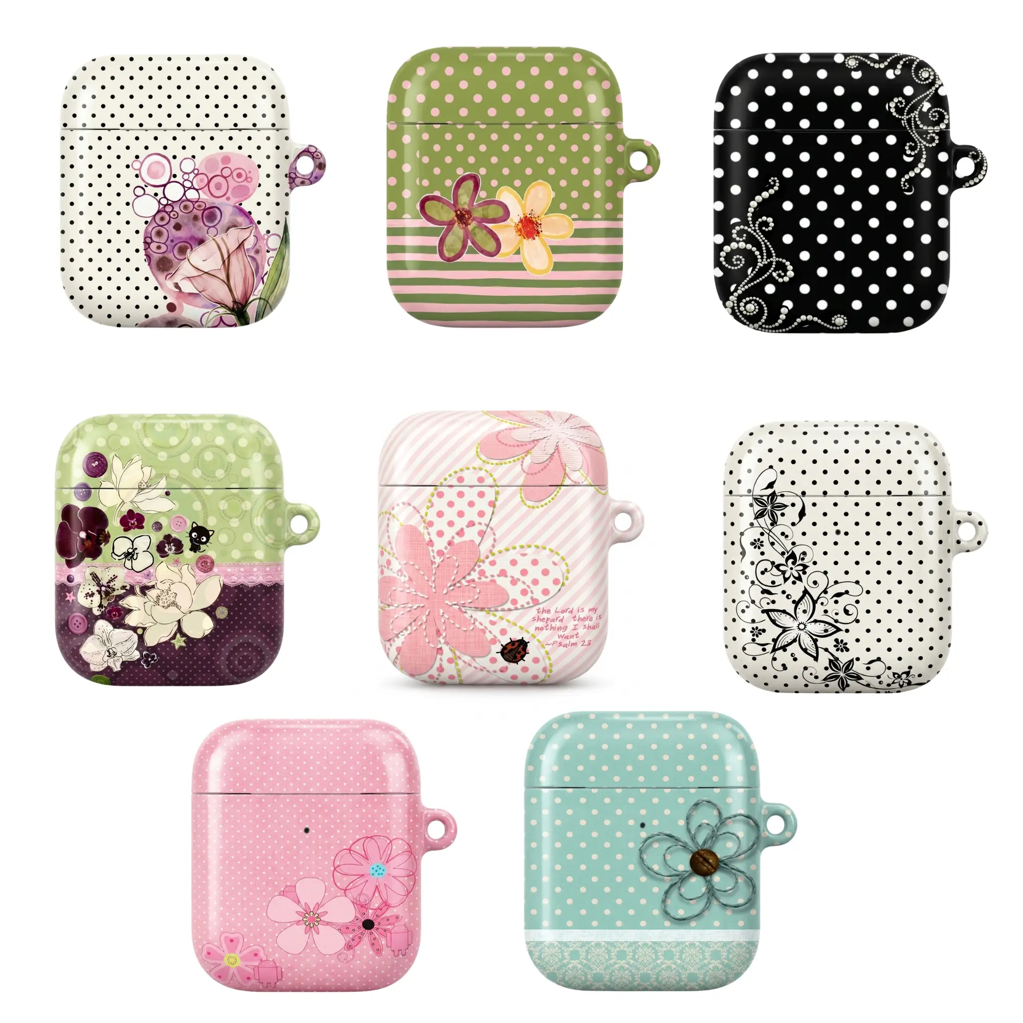 Floral Polka Dot AirPods Case, Cute Vintage Flower AirPods Cover, Aesthetic Earbuds Case for AirPods Gen 1 2 3 4 & AirPods Pro 1 2 3, Girly Gift