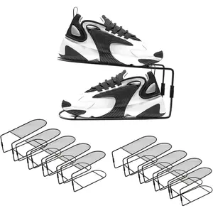 Shoe Slots Organizer 10Pack Metal Shoe Stackers for a Pair of Shoes Display Shelf Shoe Holder Shoe Storage Closet Organizers Shoe Space Saver Organizador de Zapatos Black