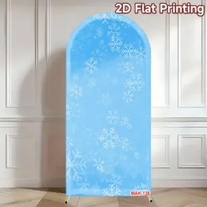Blue Snowflake Arch Backdrop Cover Custom 2-Sided Fabric for Baby Shower Birthday Party Decor Background