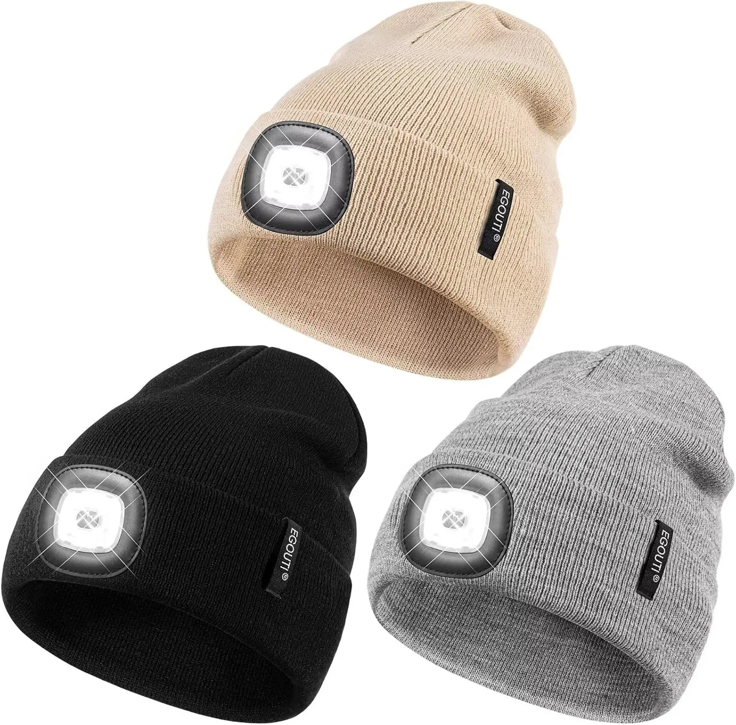 Beanie with Light for Men Women, Winter Hat with Light Built in Led Beanie Headlamp Caps, Stocking Stuffers Gifts for Dad Him