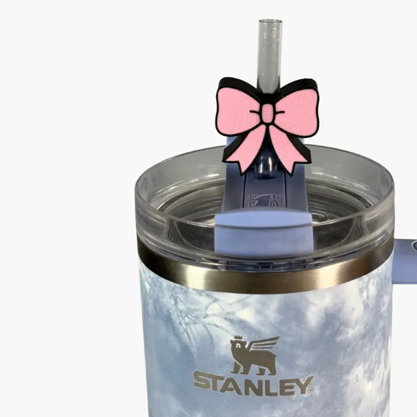 Straw Stanley Pink Bun Charms Accesories