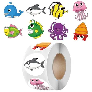 500 Sheets Ocean Animal Stickers, Fish Graffiti Decals for Bullet Journals, Water Bottles, Skateboards, Books, Office Supplies, School Items
