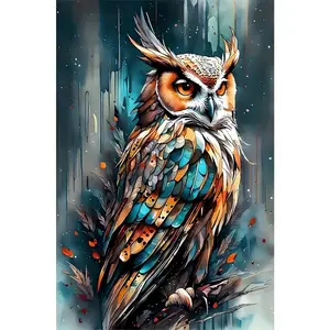 1PCS Vibrant Owl Diamond Painting Kit DIY Craft for Adults with Sparkling Rhinestones Home Wall Decor Ar