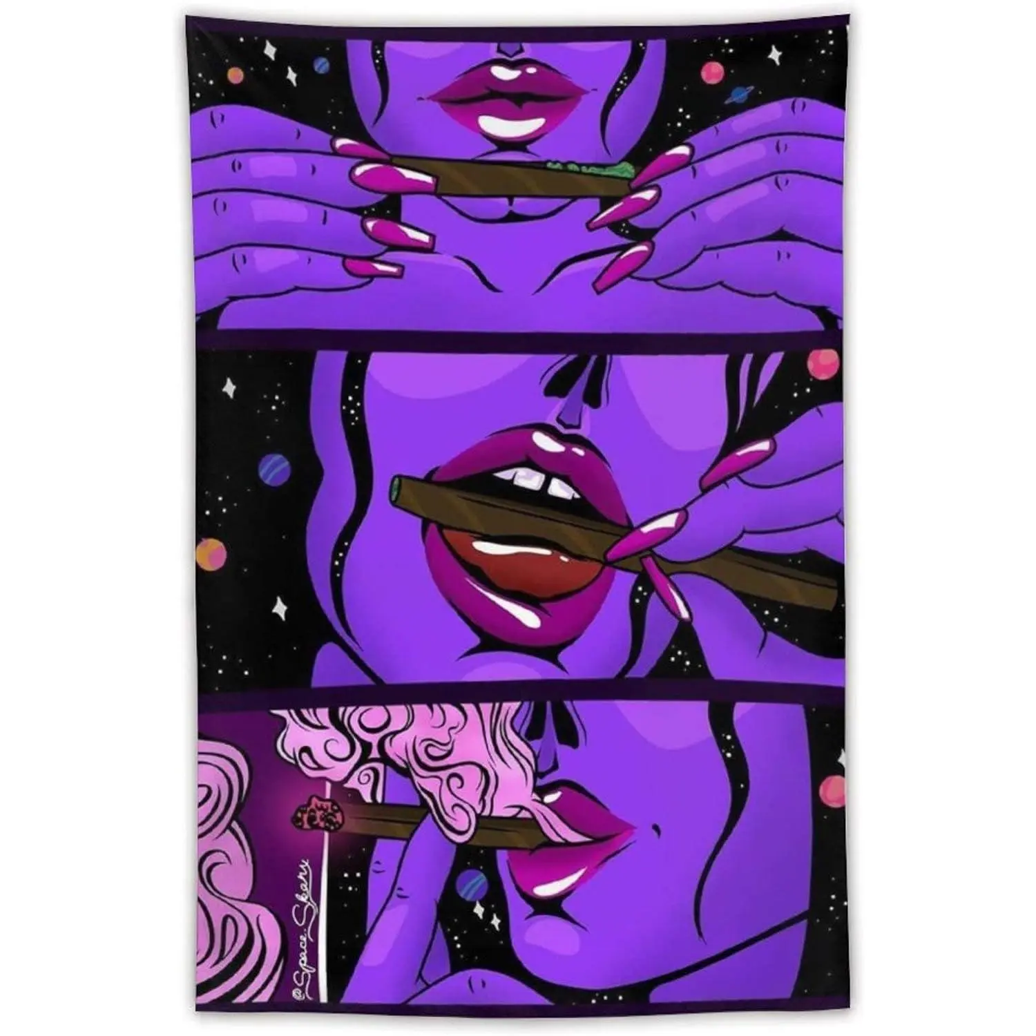 Hippie Hippy Wall Tapestry Trippy Smoke Cool Girl Art Large Mysterious Tapestry Wall Hanging Tapestry for Bedroom Dorm Accessories Mandala Yoga Picnic Mat Ethnic Tapestry Decor Decoration tapestry Pink Print