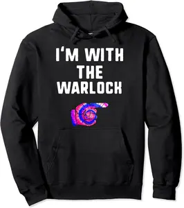 I'm With Warlock Tie Dye Halloween Matching Couple Costume Pullover Hoodie - Gabriellef Shop 81B08HDGMWCQ